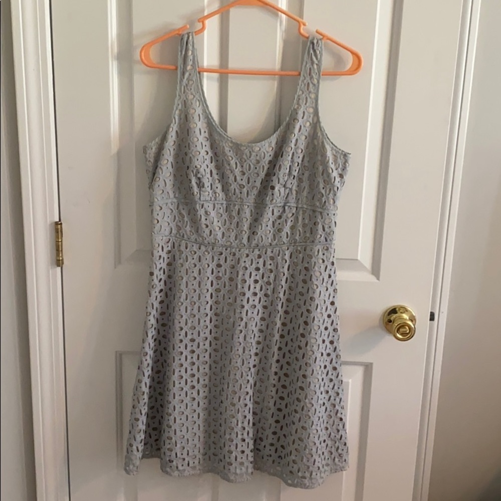 LOFT Light Gray Eyelet Dress